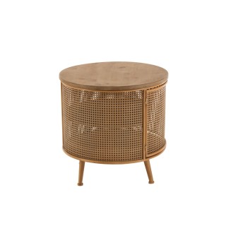 Bout de canapé rond en bois et en métal avec rangement D60 DETROIT - HELLIN