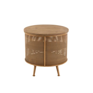 Bout de canapé rond en bois et en métal avec rangement D60 DETROIT - HELLIN