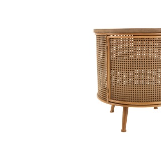 Bout de canapé rond en bois et en métal avec rangement D60 DETROIT - HELLIN