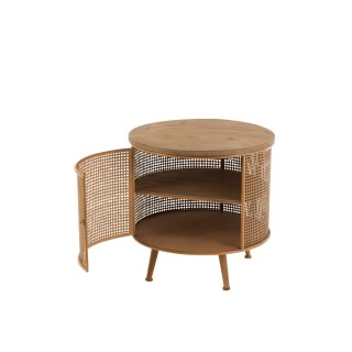 Bout de canapé rond en bois et en métal avec rangement D60 DETROIT - HELLIN