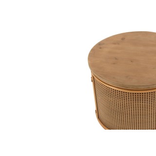 Bout de canapé rond en bois et en métal avec rangement D60 DETROIT - HELLIN