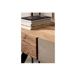 Bureau design en bois recyclé et métal noir 2 tiroirs COROT - HELLIN