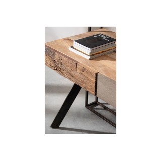 Bureau design en bois recyclé et métal noir 2 tiroirs COROT - HELLIN