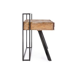 Bureau design en bois recyclé et métal noir 2 tiroirs COROT - HELLIN