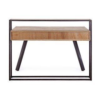 Bureau design en bois recyclé et métal noir 2 tiroirs COROT - HELLIN