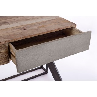 Bureau design en bois recyclé et métal noir 2 tiroirs COROT - HELLIN