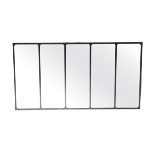 Miroir rectangulaire industriel en métal noir 167x90 MALMO - HELLIN