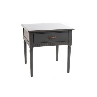 Bout de canapé classique en bois gris patiné 1 tiroir CANDICE - HELLIN