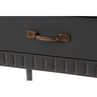 Bout de canapé classique en bois gris patiné 1 tiroir CANDICE - HELLIN