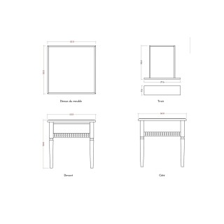Bout de canapé classique en bois gris patiné 1 tiroir CANDICE - HELLIN