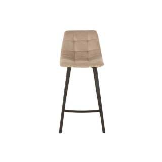 Chaise de bar en velours peau de pêche et en métal noir ( lot de 2) OLIVIA - HELLIN