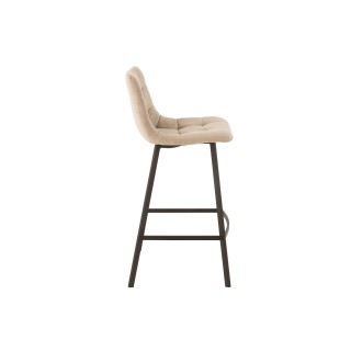 Chaise de bar en velours peau de pêche et en métal noir ( lot de 2) OLIVIA - HELLIN