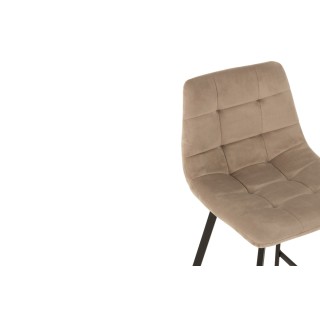 Chaise de bar en velours peau de pêche et en métal noir ( lot de 2) OLIVIA - HELLIN