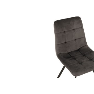 Chaise en velours peau de pêche et en métal noir ( lot de 2) OLIVIA - HELLIN