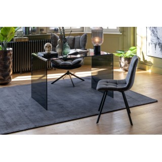 Chaise en velours peau de pêche et en métal noir ( lot de 2) OLIVIA - HELLIN