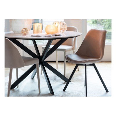 Chaise de salle à manger scandinave en velours et métal (lot de 2) ELENE - HELLIN