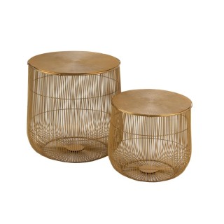 Tables basses rondes gigognes panier en métal doré (lot de 2) TAVIRA - HELLIN