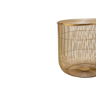 Tables basses rondes gigognes panier en métal doré (lot de 2) TAVIRA - HELLIN