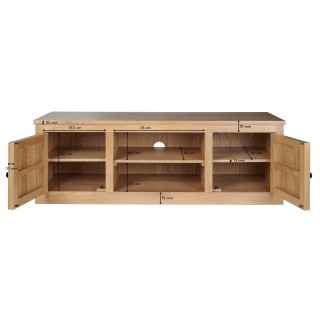 Meuble tv en chêne massif avec plusieurs rangements - Hellin