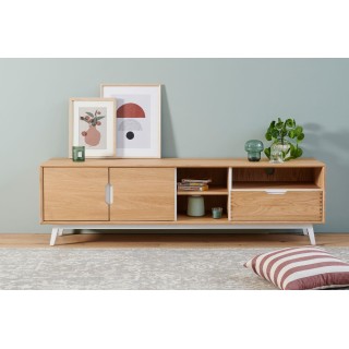 Meuble TV scandinave en bois massif : 2 couleurs | Hellin