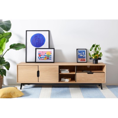 Meuble TV scandinave en bois massif : 2 couleurs | Hellin