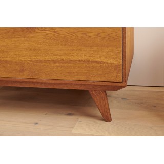 Buffet bas vintage : 2 portes et 3 tiroirs / Bois massif | Hellin