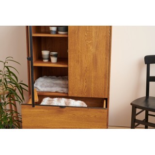 Buffet haut vintage en bois massif et métal noir | Hellin