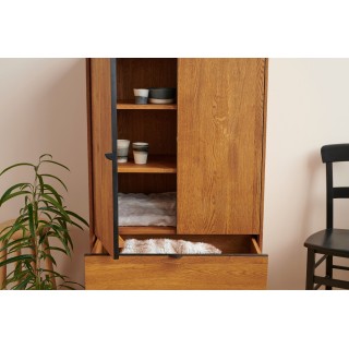 Buffet haut vintage en bois massif et métal noir | Hellin