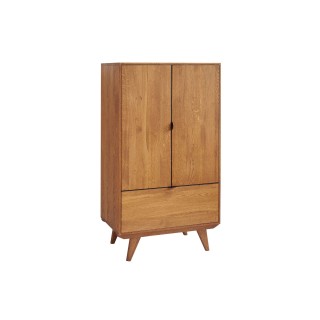 Buffet haut vintage en bois massif et métal noir | Hellin