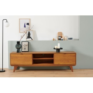 Meuble TV bas de style rétro / Fabrication chêne massif | Hellin