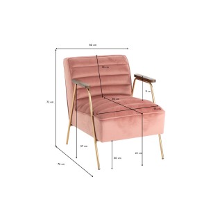 Fauteuil relax en velours et métal doré LISBOA - HELLIN