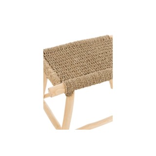 Tabouret artisanal rectangulaire en teck et jonc de mer CHAM - HELLIN