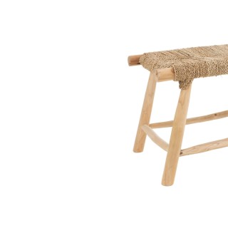 Banc artisanal en teck et jonc de mer 2 personnes L100 CHAM- HELLIN