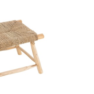 Banc artisanal en teck et jonc de mer 2 personnes L100 CHAM- HELLIN