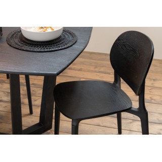 Chaise de salle à manger noire style japandi (lot de 2) YUMI - HELLIN