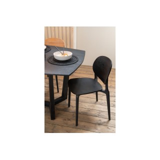 Chaise de salle à manger noire style japandi (lot de 2) YUMI - HELLIN