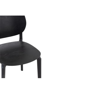 Chaise de salle à manger noire style japandi (lot de 2) YUMI - HELLIN