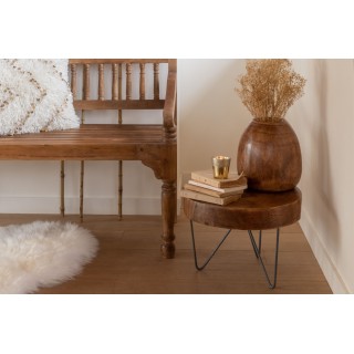 Tables basses rondes en bois et métal (set de 2) GUMI - HELLIN