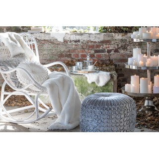 Rocking chair en rotin blanc dossier haut MIKA - HELLIN