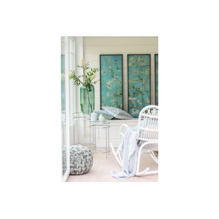 Rocking chair en rotin blanc dossier haut MIKA - HELLIN