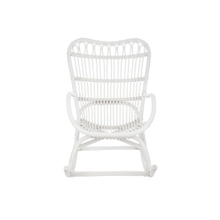 Rocking chair en rotin blanc dossier haut MIKA - HELLIN