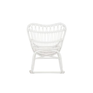 Rocking chair en rotin blanc dossier haut MIKA - HELLIN