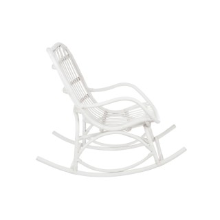 Rocking chair en rotin blanc dossier haut MIKA - HELLIN