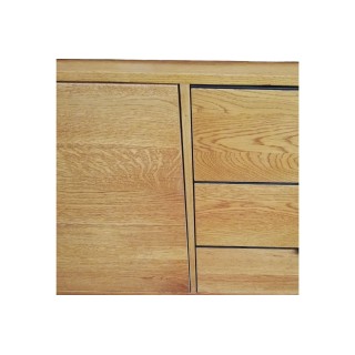 Buffet bas vintage : 2 portes et 3 tiroirs / Bois massif | Hellin