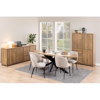 Chaise scandinave en tissu bouclette et pieds en métal noir (lot de 2) PAMELA - HELLIN