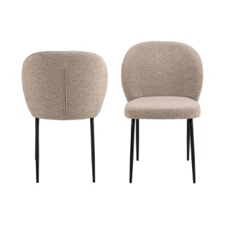 Chaise scandinave en tissu bouclette et pieds en métal noir (lot de 2) PAMELA - HELLIN