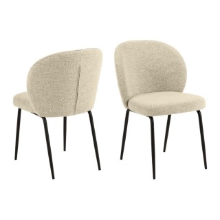 Chaise scandinave en tissu bouclette et pieds en métal noir (lot de 2) PAMELA - HELLIN