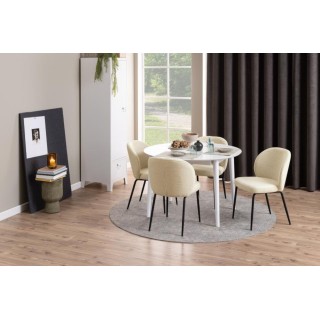 Chaise scandinave en tissu bouclette et pieds en métal noir (lot de 2) PAMELA - HELLIN