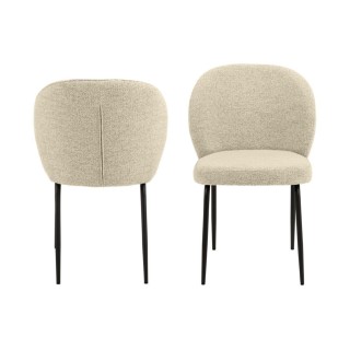 Chaise scandinave en tissu bouclette et pieds en métal noir (lot de 2) PAMELA - HELLIN