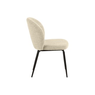 Chaise scandinave en tissu bouclette et pieds en métal noir (lot de 2) PAMELA - HELLIN